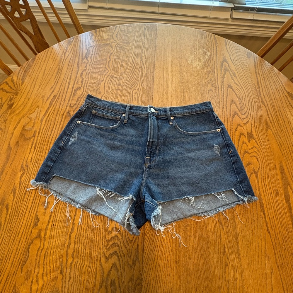 Good American Daisy Dukes Cutoff Jean Shorts 12/31 Denim High Waist
